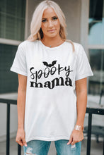 Load image into Gallery viewer, Round Neck Short Sleeve SPOOKY MAMA Graphic T-Shirt