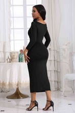 Load image into Gallery viewer, Ruched Boat Neck Midi Dress