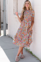 Load image into Gallery viewer, Floral Flounce Sleeve Round Neck Midi Dress