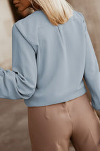 Load image into Gallery viewer, Button Up Round Neck Long Sleeve Shirt