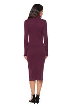 Load image into Gallery viewer, Ribbed Turtleneck Long Sleeve Dress