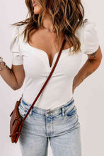 Load image into Gallery viewer, Sweetheart Neck Puff Sleeve Bodysuit