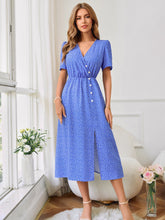 Load image into Gallery viewer, Printed Decorative Button Slit Dress