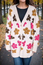 Load image into Gallery viewer, Flower Pattern Button Up Cardigan with Pockets