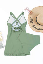Load image into Gallery viewer, Tie Back Sleeveless Swim Dress and Bottoms Set