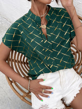 Load image into Gallery viewer, Printed Notched Short Sleeve Blouse