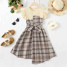 Load image into Gallery viewer, Baby Girl Plaid Round Neck Asymmetrical Dress