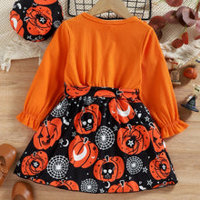Load image into Gallery viewer, Round Neck Ruffle Trim Halloween Theme Dress