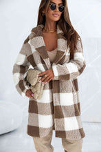 Load image into Gallery viewer, Plaid Collared Neck Longline Coat