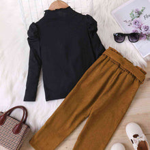 Load image into Gallery viewer, Baby Girl Knit Top and Tie Belt Pants Set
