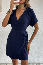 Load image into Gallery viewer, Tied Cuffed Sleeve Surplice Dress