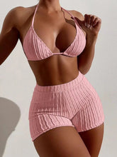 Load image into Gallery viewer, Eyelet Halter Neck Bra and Bottom Swim Set