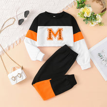 Load image into Gallery viewer, Kids Color Block Round Neck Long Sleeve Top and Pants Set