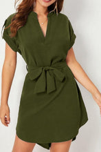 Load image into Gallery viewer, Tied Notched Short Sleeve Dress