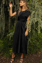 Load image into Gallery viewer, Satin Cap Sleeve Tie Back Midi Dress