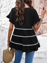 Load image into Gallery viewer, Round Neck Flounce Sleeve Blouse