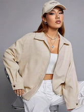 Load image into Gallery viewer, Zip Up Dropped Shoulder Cropped Jacket