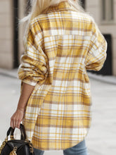Load image into Gallery viewer, Pocketed Plaid Button Up Dropped Shoulder Shacket