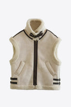 Load image into Gallery viewer, Collared Zip-Up Suede Sherpa Vest