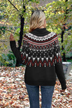 Load image into Gallery viewer, Geometric Turtleneck Long Sleeve Sweater