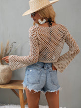 Load image into Gallery viewer, Openwork Flare Sleeve Cropped Cover Up