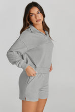 Load image into Gallery viewer, Half Button Sweatshirt and Shorts Active Set