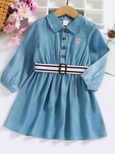 Load image into Gallery viewer, Baby Girl Half Button Long Sleeve Dress
