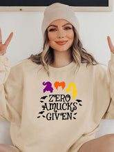 Load image into Gallery viewer, Full Size Round Neck Long Sleeve ZERO AMUCKS GIVEN Graphic Sweatshirt