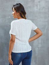 Load image into Gallery viewer, Openwork Short Sleeve Round Neck Top