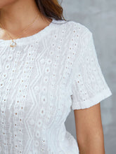 Load image into Gallery viewer, Openwork Short Sleeve Round Neck Top