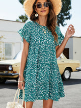 Load image into Gallery viewer, Leopard Short Flounce Sleeve Tiered Dress