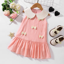 Load image into Gallery viewer, Bow Detail Peter Pan Collar Sleeveless Dress