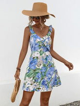 Load image into Gallery viewer, Printed Ruffled Surplice Wide Strap Mini Dress