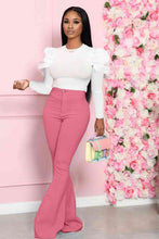Load image into Gallery viewer, Leg-Of-Mutton Sleeve Top and Flare Pants Set