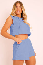 Load image into Gallery viewer, Hooded Crop Top &amp; Pocketed Shorts Set