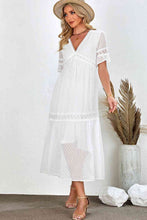 Load image into Gallery viewer, Swiss Dot V-Neck Short Sleeve Midi Dress