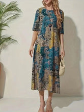 Load image into Gallery viewer, Full Size Printed Half Sleeve Midi Dress