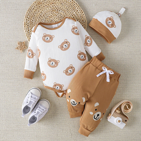 Baby Bear Print Bodysuit and Joggers Set