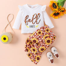 Load image into Gallery viewer, Baby Girl Graphic Top and Printed Flare Pants Set