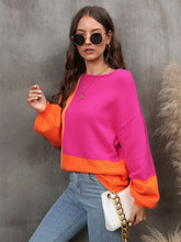 Load image into Gallery viewer, Color Block Round Neck Sweater