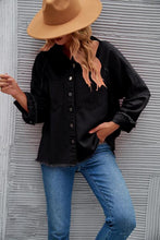 Load image into Gallery viewer, Raw Hem Collared Denim Jacket