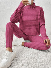 Load image into Gallery viewer, Ribbed Turtleneck Top and Pants Set