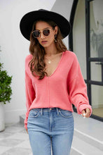 Load image into Gallery viewer, V-Neck Drop Shoulder Long Sleeve Knit Top