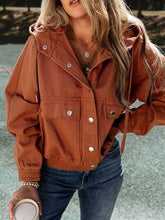 Load image into Gallery viewer, Snap Down Drawstring Hooded Jacket
