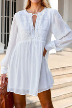 Load image into Gallery viewer, Lace Detail Tie Neck Mini Dress