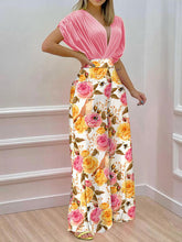 Load image into Gallery viewer, Printed Surplice Top and Wide Leg Pants Set