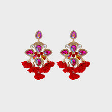 Load image into Gallery viewer, Flower Shape Rhinestone Alloy Dangle Earrings