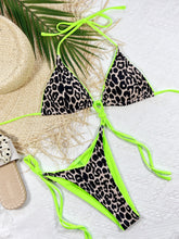 Load image into Gallery viewer, Leopard Print Halter Neck Tie Side Bikini Set