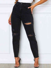 Load image into Gallery viewer, Distressed High Waist Straight Jeans