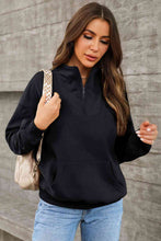 Load image into Gallery viewer, Half Zip Drop Shoulder Sweatshirt and Pocket